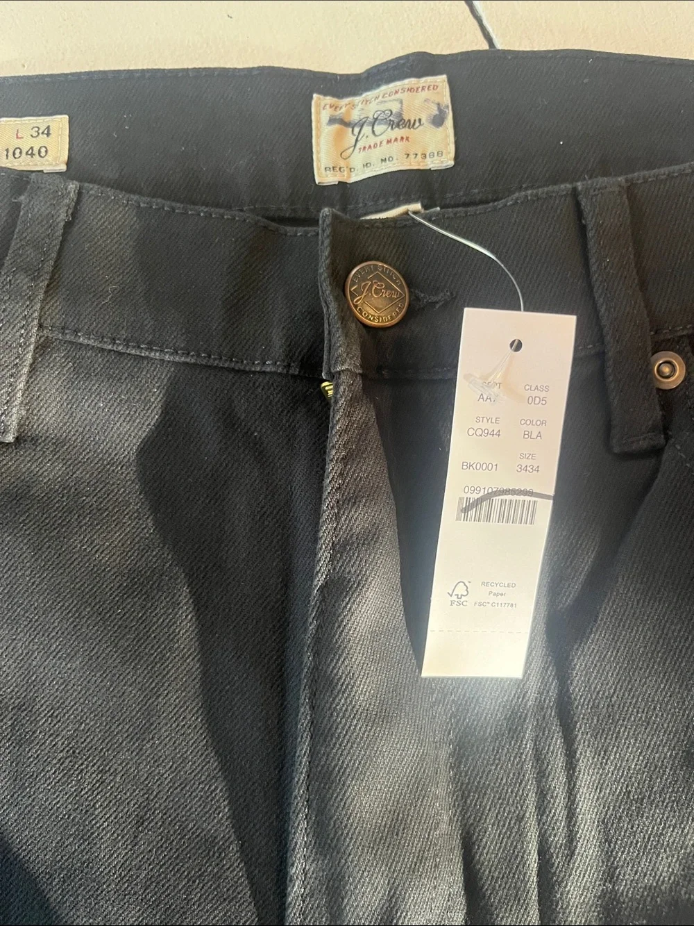 NWT J Crew 1040 Athletic Tapered-fit Bergen five-pocket pant 34X34